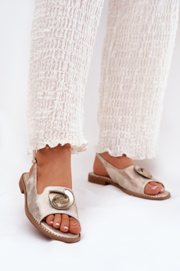 Glistening women's sandals with decoration S.Barski KV51-006 gold