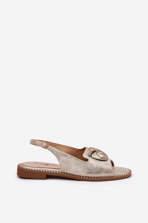 Glistening women's sandals with decoration S.Barski KV51-006 gold Glistening women's sandals with decoration S.Barski KV51-006 gold