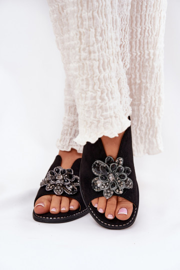 Women's Flat Heeled Sandals With Decoration S.Barski KV27-001 Black 2
