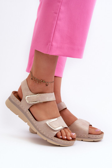 Women's Beige Velcro Sandals Risanni 2