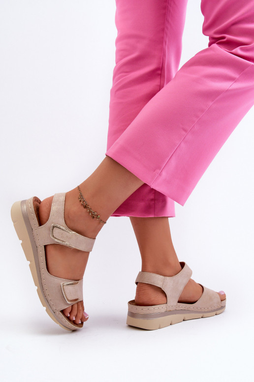 Women's Beige Velcro Sandals Risanni