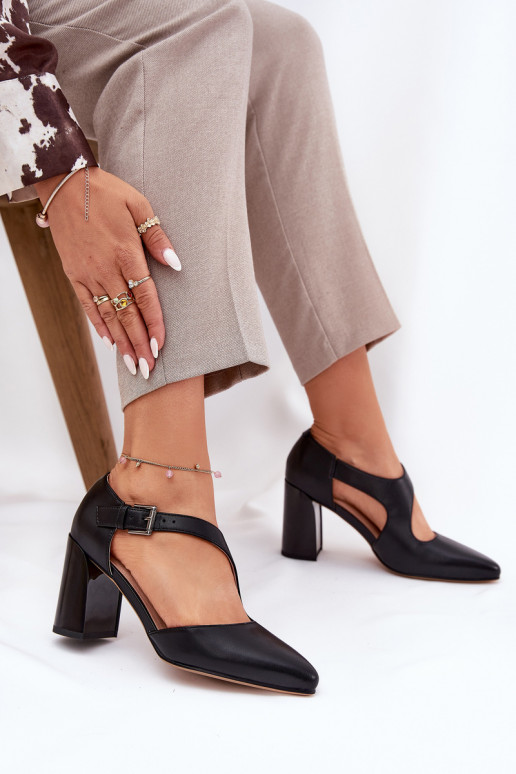 Leather Heels With Buckle Vinceza 91133 Black Leather Heels With Buckle Vinceza 91133 Black