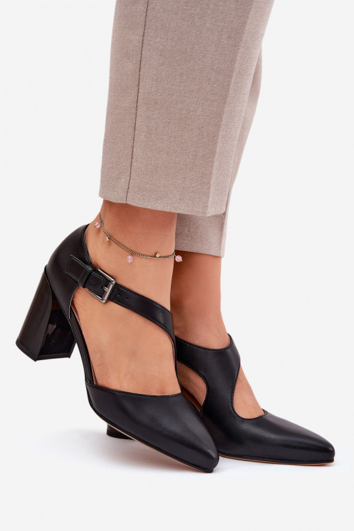 Leather Heels With Buckle Vinceza 91133 Black Leather Heels With Buckle Vinceza 91133 Black