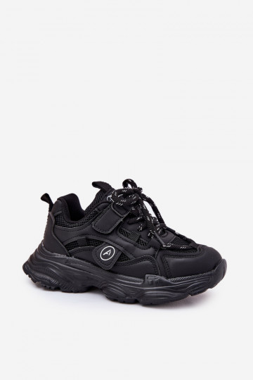 Sneakersy Dziecięce Na Platformie Czarne Hanomess