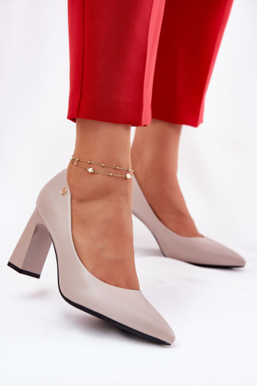 Elegant Heels On Block Heel Vinceza 62221 Gray