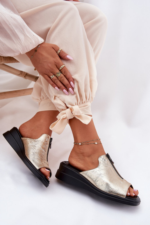 Ladies Wedge Sandals With Zipper Gold Irriva Ladies Wedge Sandals With Zipper Gold Irriva