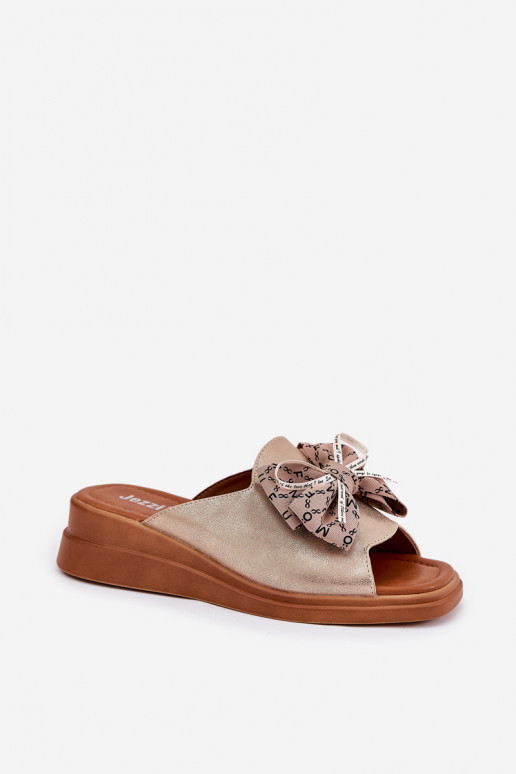 Women's Wedge Sandals With Bow Gold Moonzella Women's Wedge Sandals With Bow Gold Moonzella