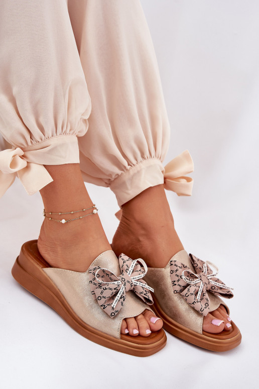 Women's Wedge Sandals With Bow Gold Moonzella Women's Wedge Sandals With Bow Gold Moonzella