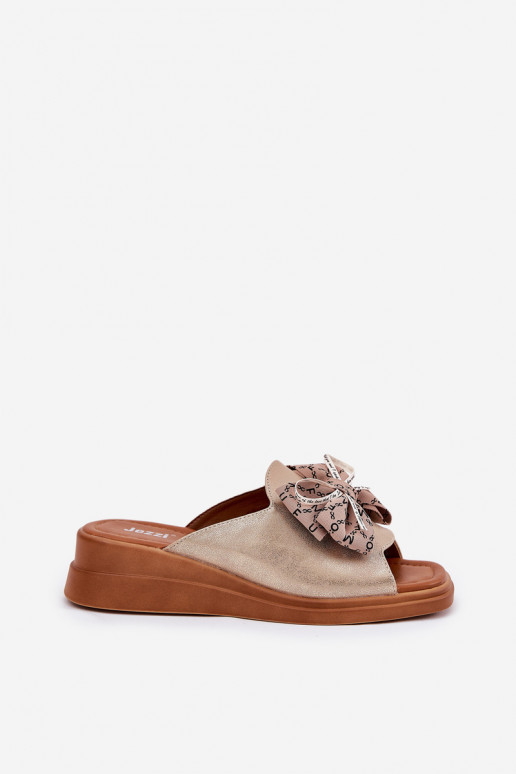 Women's Wedge Sandals With Bow Gold Moonzella Women's Wedge Sandals With Bow Gold Moonzella