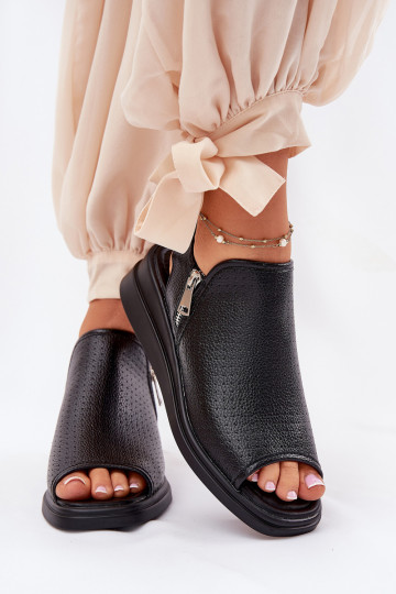 Ladies Wedge Sandals Black Mevinette 2