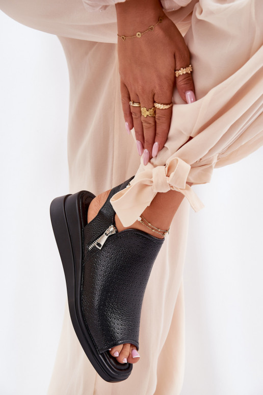 Sandały Damskie Na Koturnie Czarne Mevinette Sandały Damskie Na Koturnie Czarne Mevinette