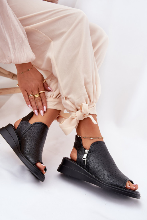 Ladies Wedge Sandals Black Mevinette Ladies Wedge Sandals Black Mevinette