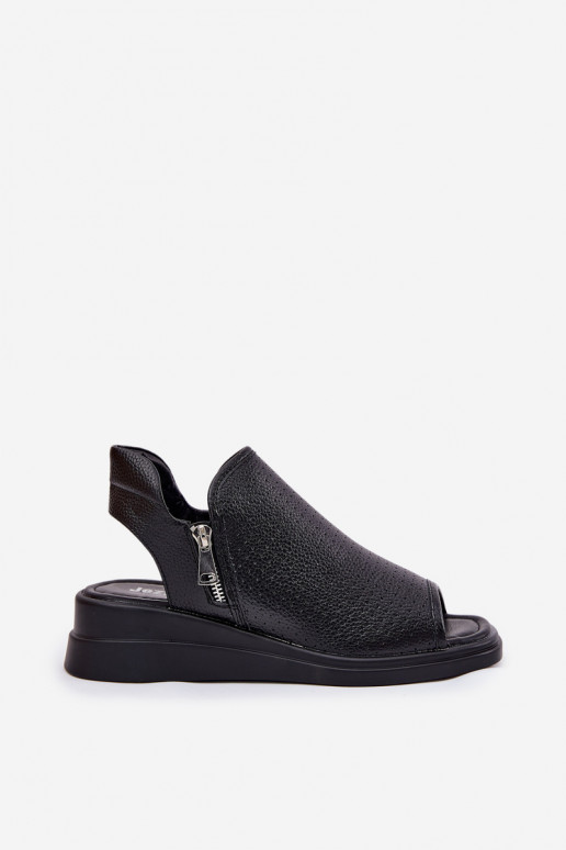 Ladies Wedge Sandals Black Mevinette Ladies Wedge Sandals Black Mevinette