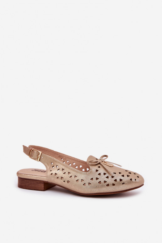 Perforated Ballerinas With Open Heel Gold Navinnia Perforated Ballerinas With Open Heel Gold Navinnia