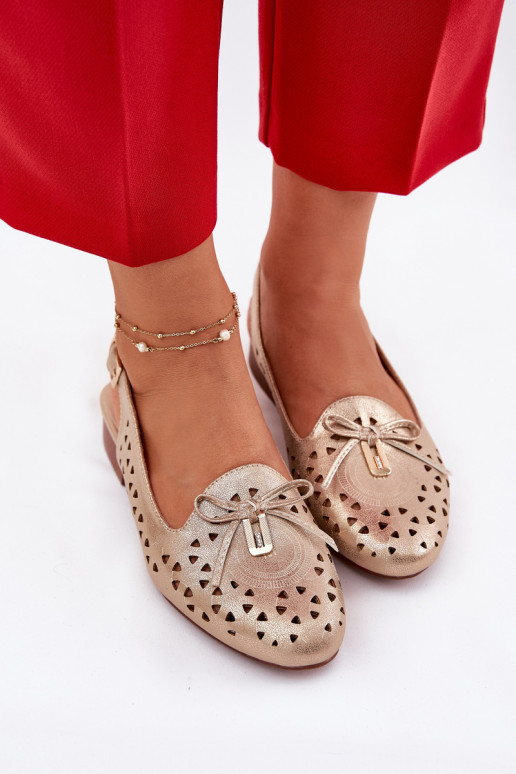Perforated Ballerinas With Open Heel Gold Navinnia Perforated Ballerinas With Open Heel Gold Navinnia