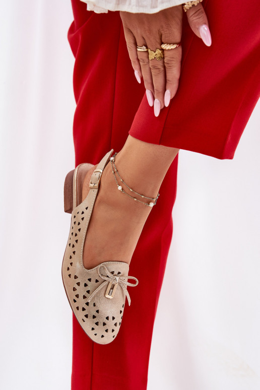 Perforated Ballerinas With Open Heel Gold Navinnia Perforated Ballerinas With Open Heel Gold Navinnia
