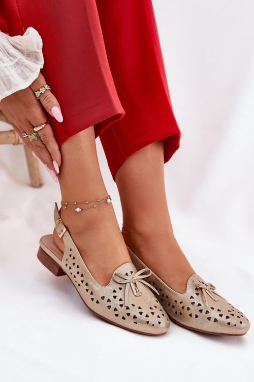 Perforated Ballerinas With Open Heel Gold Navinnia Perforated Ballerinas With Open Heel Gold Navinnia