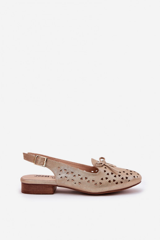 Perforated Ballerinas With Open Heel Gold Navinnia Perforated Ballerinas With Open Heel Gold Navinnia