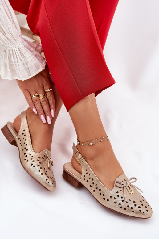 Perforated Ballerinas With Open Heel Gold Navinnia Perforated Ballerinas With Open Heel Gold Navinnia