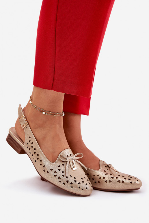 Perforated Ballerinas With Open Heel Gold Navinnia Perforated Ballerinas With Open Heel Gold Navinnia