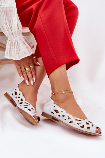 Perforated Ballerinas With Open Toes Silver Calgis