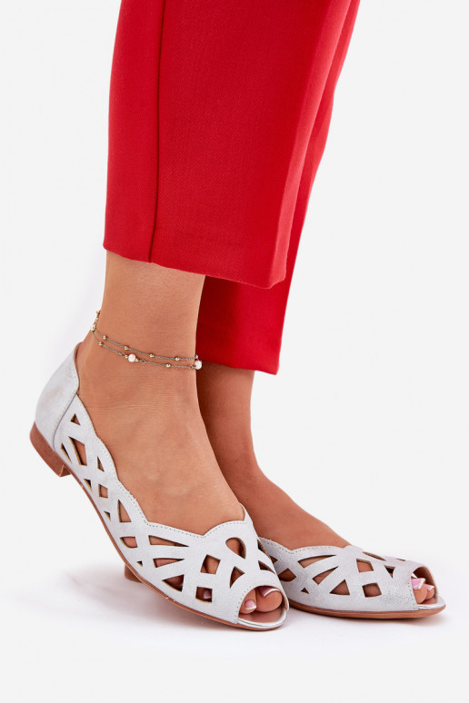Perforated Ballerinas With Open Toes Silver Calgis Perforated Ballerinas With Open Toes Silver Calgis