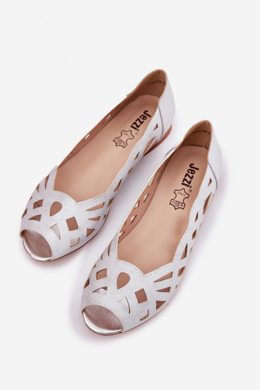 Perforated Ballerinas With Open Toes Silver Calgis Perforated Ballerinas With Open Toes Silver Calgis
