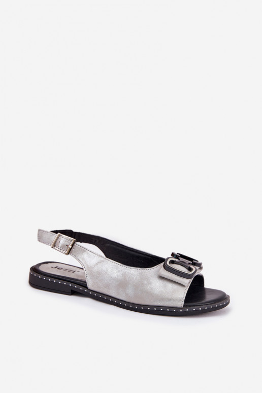 Flat Sandals With Decoration Eco Leather Silver Lilria Flat Sandals With Decoration Eco Leather Silver Lilria