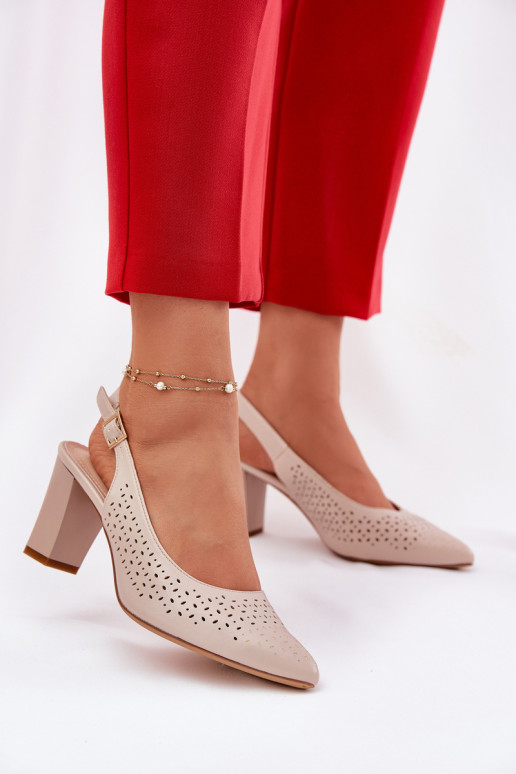 Cutout Sandals With Pointed Toes On A Heel Beige Sergio Leone SK163 Cutout Sandals With Pointed Toes On A Heel Beige Sergio Leone SK163