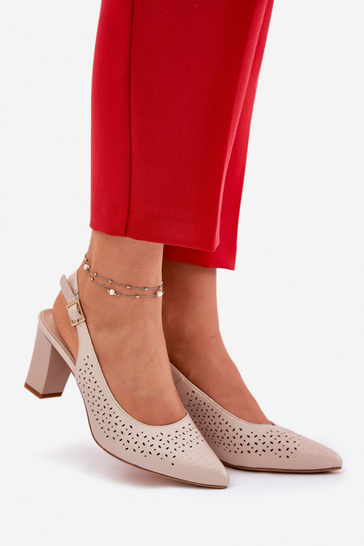 Ażurowe Sandały Ze Szpiczastymi Noskami Na Słupku Sergio Leone SK163 Beżowe Ażurowe Sandały Ze Szpiczastymi Noskami Na Słupku Sergio Leone SK163 Beżowe