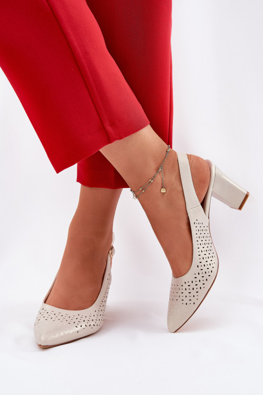 Perforated Sandals With Pointed Toes On A Heel Sergio Leone SK163 Pearl Perforated Sandals With Pointed Toes On A Heel Sergio Leone SK163 Pearl