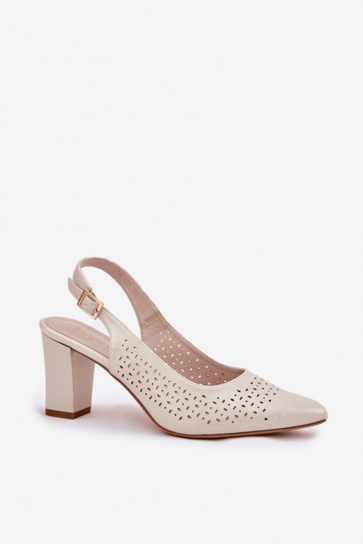 Perforated Sandals With Pointed Toes On A Heel Sergio Leone SK163 Pearl Perforated Sandals With Pointed Toes On A Heel Sergio Leone SK163 Pearl