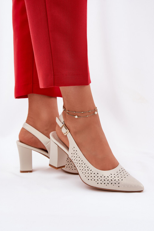 Perforated Sandals With Pointed Toes On A Heel Sergio Leone SK163 Pearl Perforated Sandals With Pointed Toes On A Heel Sergio Leone SK163 Pearl