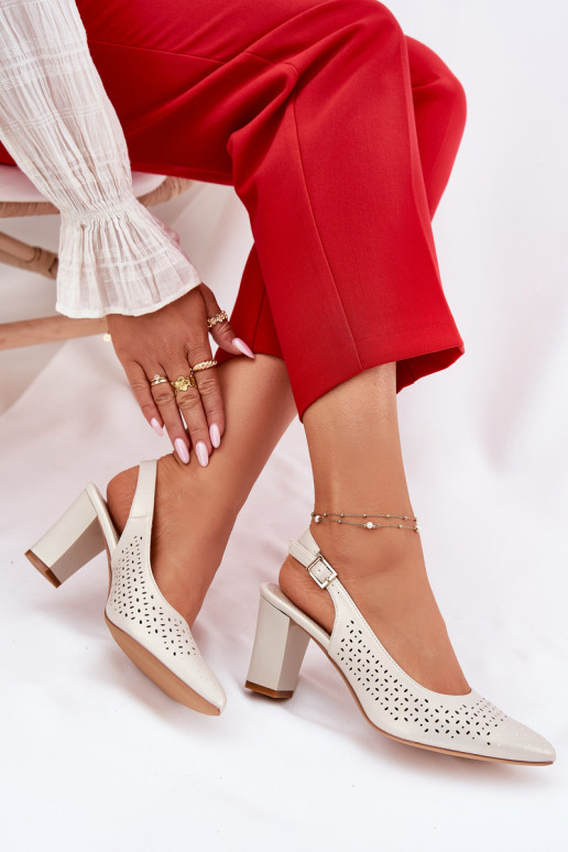 Perforated Sandals With Pointed Toes On A Heel Sergio Leone SK163 Pearl Perforated Sandals With Pointed Toes On A Heel Sergio Leone SK163 Pearl