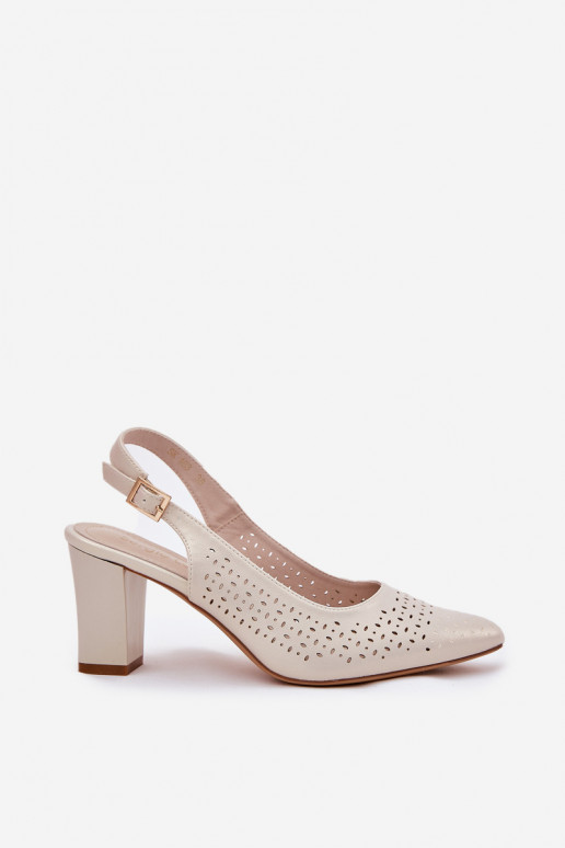Perforated Sandals With Pointed Toes On A Heel Sergio Leone SK163 Pearl Perforated Sandals With Pointed Toes On A Heel Sergio Leone SK163 Pearl