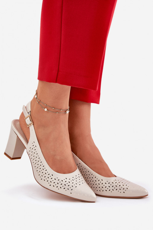 Perforated Sandals With Pointed Toes On A Heel Sergio Leone SK163 Pearl Perforated Sandals With Pointed Toes On A Heel Sergio Leone SK163 Pearl