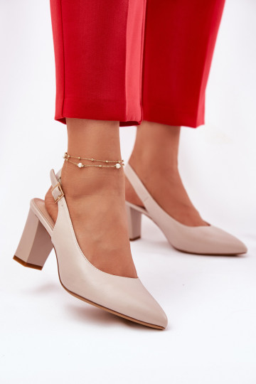 Comfortable Heels On A Block Heel Sergio Leone SK162 Beige 2