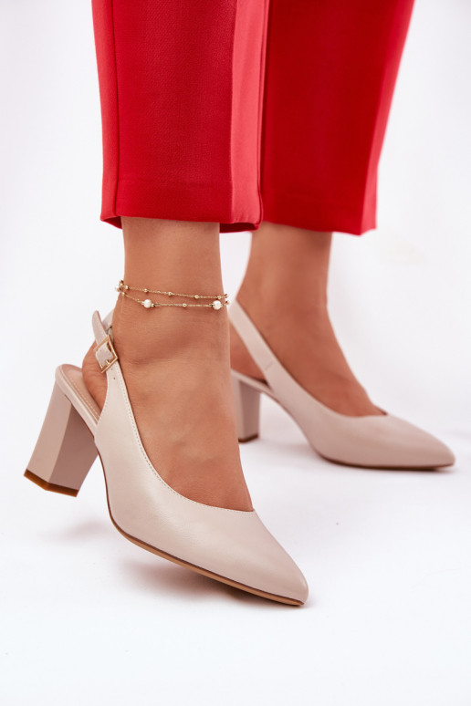 Comfortable Heels On A Block Heel Sergio Leone SK162 Beige
