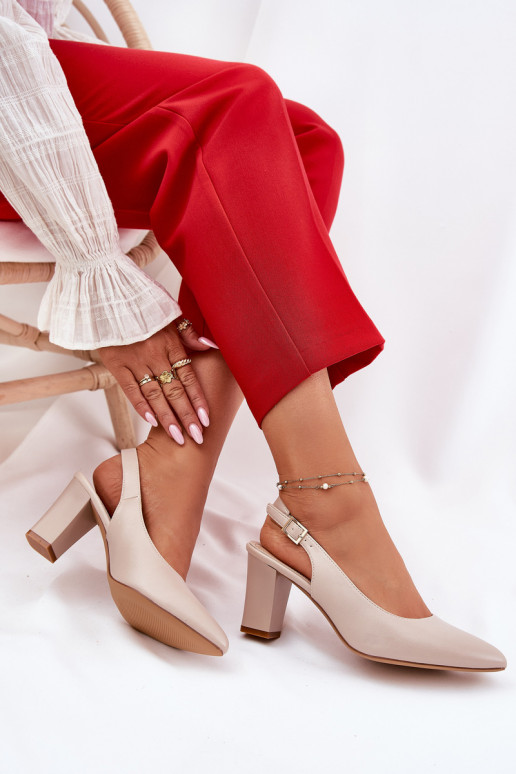 Comfortable Heels On A Block Heel Sergio Leone SK162 Beige