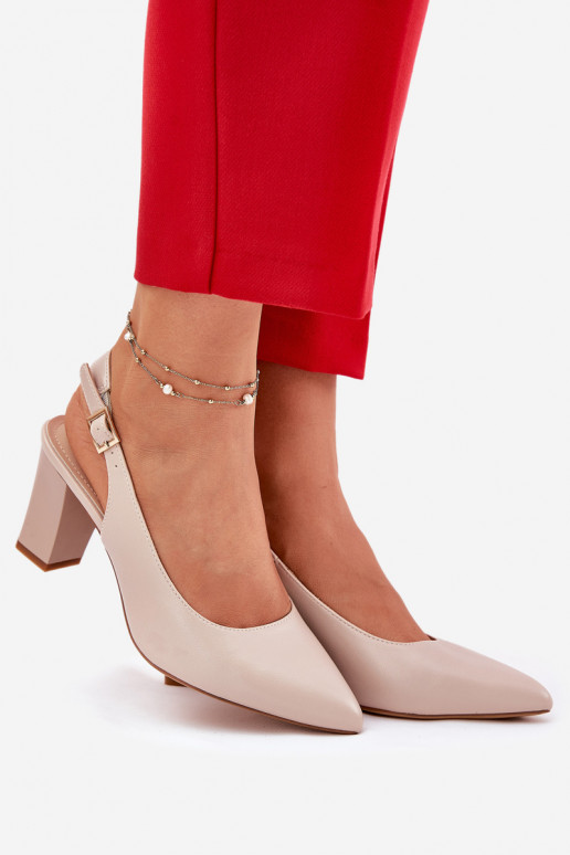 Comfortable Heels On A Block Heel Sergio Leone SK162 Beige