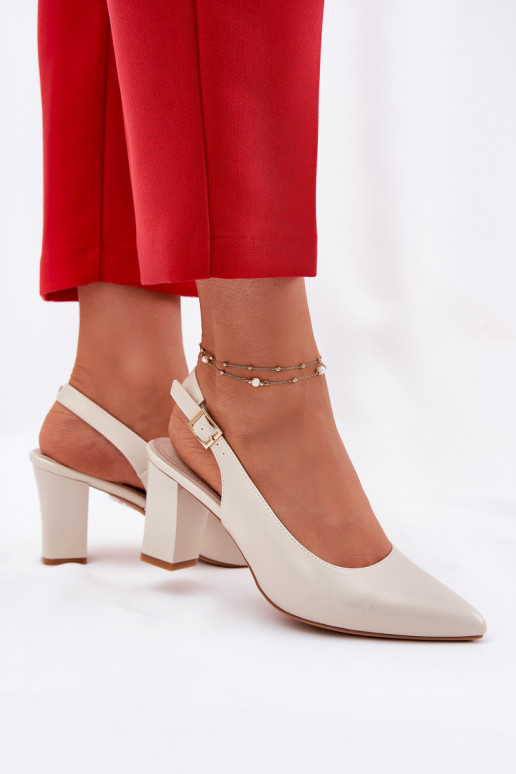 Comfortable Heels On A Block Heel Sergio Leone SK162 Pearly