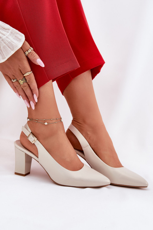 Comfortable Heels On A Block Heel Sergio Leone SK162 Pearly