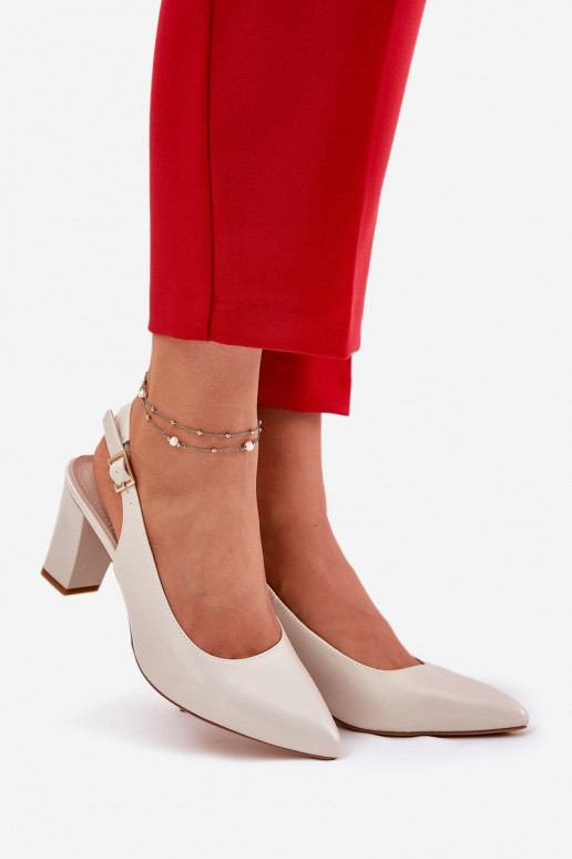 Comfortable Heels On A Block Heel Sergio Leone SK162 Pearly