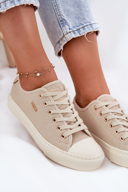 Materiałowe Trampki Damskie Big Star RR274767 Beżowe