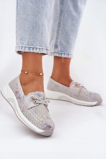 Suede Shoes Made Of Natural Leather On Platform Artiker 56C2104 Gray 2