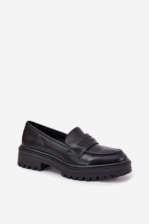 Classic Women's Moccasins Made Of Eco Leather Black Enticca