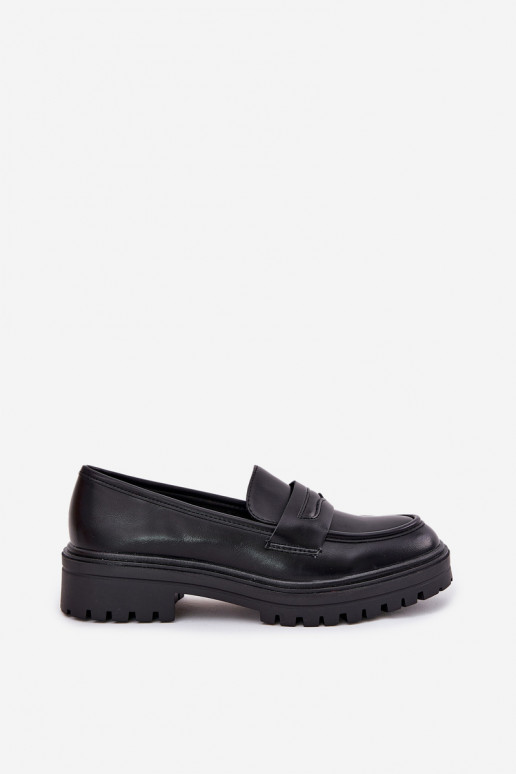 Classic Women's Moccasins Made Of Eco Leather Black Enticca