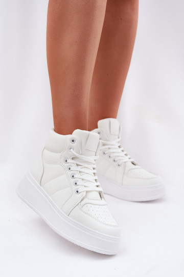 Wysokie Sneakersy Damskie Na Platformie Białe Tillive