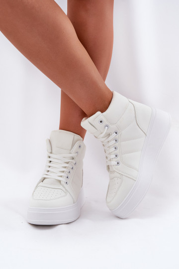 Wysokie Sneakersy Damskie Na Platformie Białe Tillive 2
