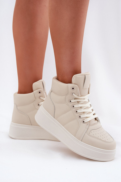 High Women's Sneakers On Platform Beige Tillive High Women's Sneakers On Platform Beige Tillive